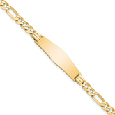 14k Polished Solid Chain/Solid Plate Flat Figaro Link Soft Diamond Shape 33x9mm Plate 8 inch ID Bracelet